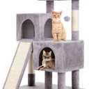 BestPet 36 inches Cat Tree for Indoor Cats Cat Tower with Scratching Posts Multi-Level Cat Furniture Condo with Ramp, Perch Spacious Cat Cave & Funny Toys for Kittens House, Dark Grey