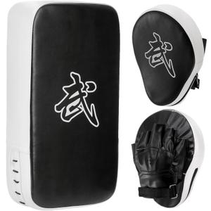 WUWEOT 2-in-1 Punching Mitts Kick Pack Set, Boxing Mitts Focus Pads and Taewondo Kick Pad, Adjustable Soft Shield Durable Training Pads Set for Boxing, Kickboxing, Karate, Muay Thai, MMA Training