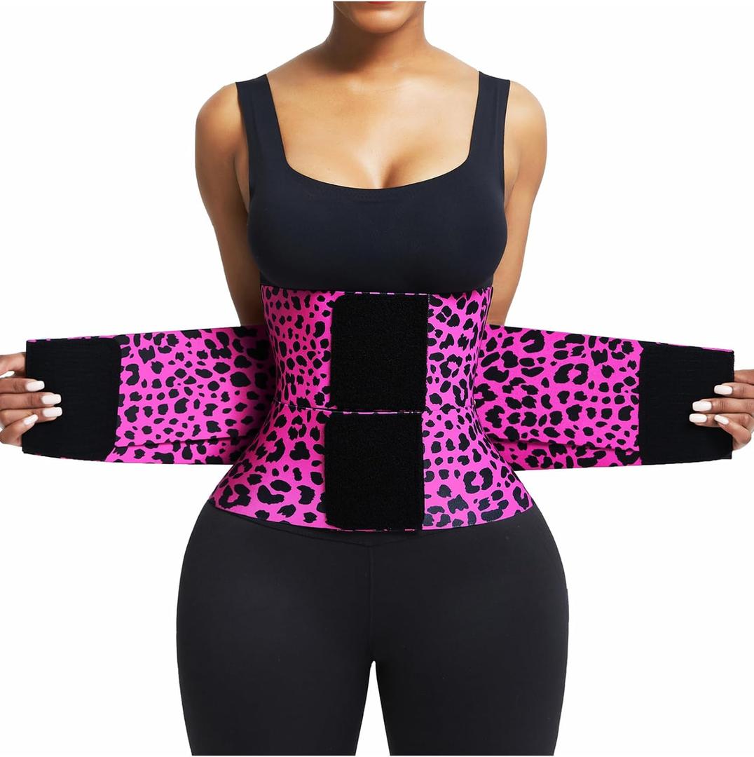 FeelinGirl Waist Trainer Belt Waist Cincher Trimmer Ab Belt Tummy Control Body Shaper with Triple Wrap Women and Men (Pink, XXXL)