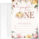 Our Little Pumpkin Is Turning One - First Birthday Invitation Cards with Envelopes Pack of 20 (4"x6") - Pumpkin Floral Autumn Themed 1st Birthday Party Invitations.(158)