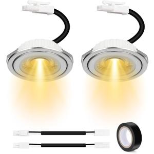 ON-E01-32 Range Hood Light Bulbs Replacement, 12V DC 3W Cooker Hood LED Light Bulbs, Energy Efficient, Long Lifespan, Heat-Resistant Aluminum for Better Heat Dissipation, 3000K Warm Yellow, 2-Pack