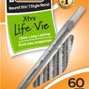 BIC Round Stic Xtra Life Black Ballpoint Pens, Medium Point Pens (1.0mm), 60-Count Pack of Bulk Pens, Flexible Round Barrel for Writing Comfort, No. 1 Selling Ballpoint Pens
