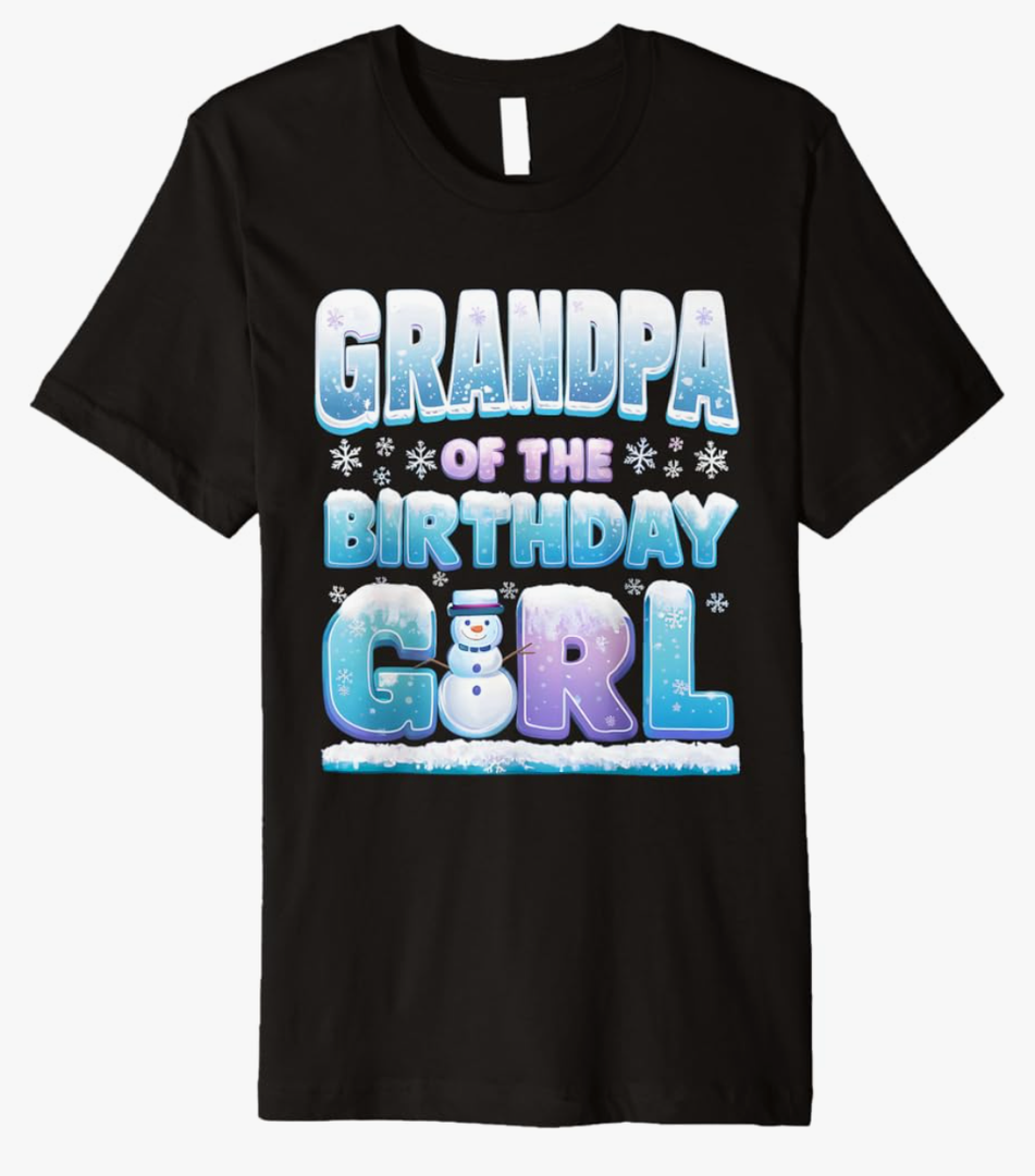 Grandpa Matching Birthday Girl Winter Snowflake Family Premium T-Shirt Size L