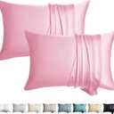 100% Silk Pillowcase for Hair and Skin Toddler Size 2 Pack Mulberry Silk Pillow Case 13 x 18 Inches Highest 6A Silk Kids/Travel Pillow Cover Soft Breathable Cooling with Hidden Zipper, Pink