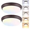 13-inch 5CCT Flush Mount Ceiling Light Fixtures, 36W 4000LM LED Ceiling Lights for Bedroom, Kitchen, Bathroom, Hallway, 2700K/3000K/4000K/5000K/6500K Adjustable Brown Dimmable Lighting - 2 Pack
