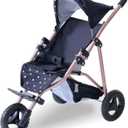 Olivia's Little World Pin Up Foldable Baby Doll Stroller- Jogging Style Doll Stroller with Canopy and Storage, Fits 15''-18'' Dolls, Pretend Play Toy for Girls Ages 3-6