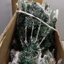 7.5ft Snow-Flocked Hinged Artificial Christmas Pencil Tree w/1189 Mixed Tips