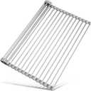 Tomorotec 21" x 15.5" Roll Up Dish Drying Rack Over Sink Drying Rack Sink Cover Kitchen Sink Accessories Gadget Multipurpose Organizer Foldable Stainless Steel Drainer
