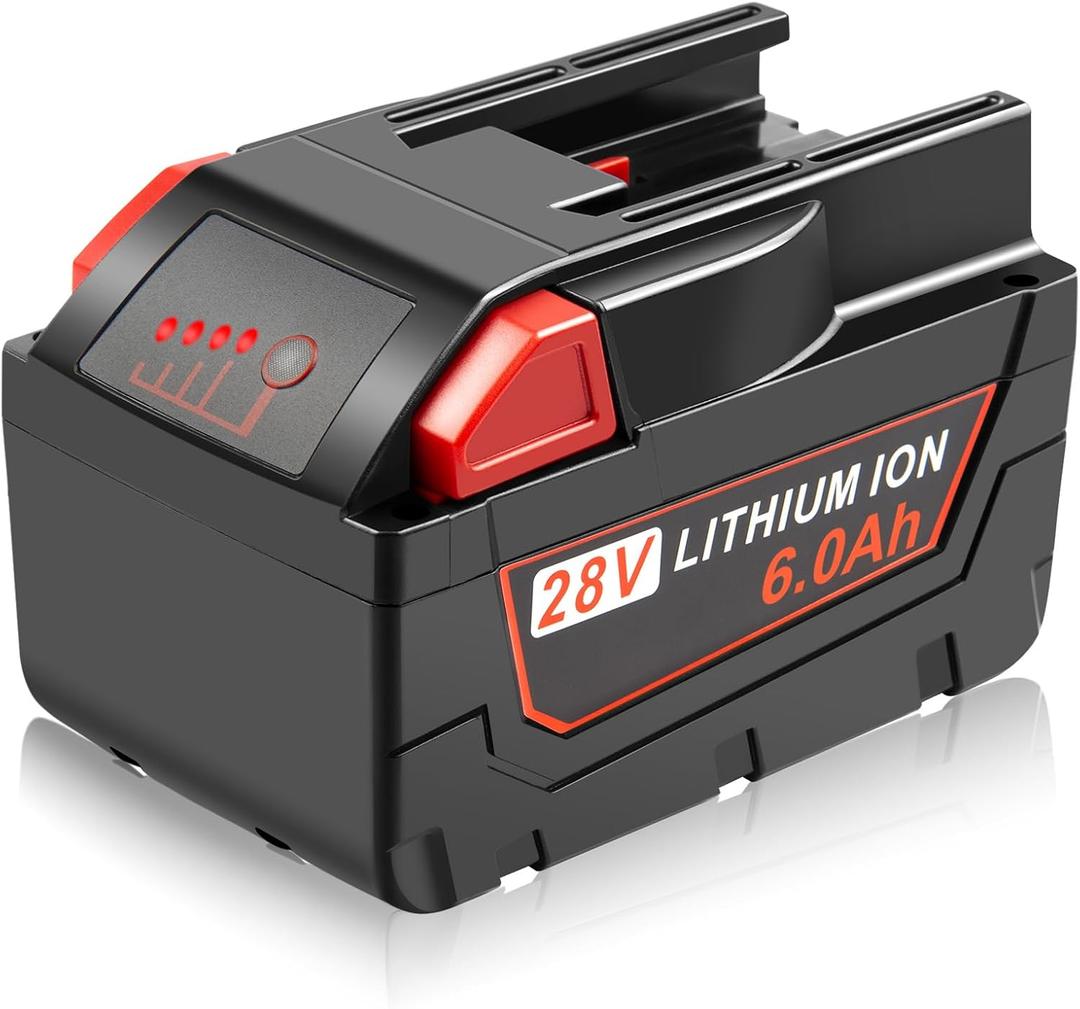 28V 6000mAh Li-Ion Battery Compatible for Milwaukee Batteries 6Ah Battery Compatible with Milwaukee 28V Tools Mk-28 Mk-28B, Mk-28BX, 48-11-2830, V28, 0726-20, 0719-20, 0779-22