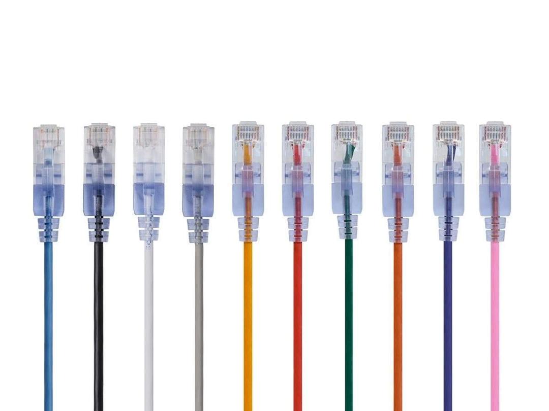 Monoprice Cat6A 25ft 10-Color 10-Pk Patch Cable UTP 30AWG 10G Pure Bare Copper Snagless RJ45 SlimRun Series Ethernet Cable