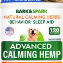 BARK&SPARK Advanced Calming Hemp Treats for Dogs - Hemp Oil + Melatonin - Anxiety Relief - Separation Aid - Stress Relief During Fireworks, Storms, Thunder - Aggressive Behavior, Barking - 120Ct BBQ (MAX STRENGTH Calming), Best By 02/2028