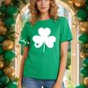 RECUTEWU St. Patricks Day Shirt for Women: St Paddy's Clover Shamrock Tee Irish Lucky Short Sleeve T-Shirts Tops