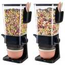Osacoe Cereal Dispenser Countertop Black 2 Pack with Bowls Spoons Cutlery Box,5.5 QT Dry Food Dispenser Snack Organizer Containers Storage for Pantry Kitchen Organization Oatmeal Nut Granola Candy