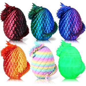 Impossmaker 8" 3D Printed Easter Dragon Eggs with 3D Printed Dragon Inside, Easter Basket Stuffers Mini Dragon Egg Set Articulated Crystal Dragon Fidget Toy for Adults Teens