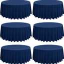 Bydoll 6 Pack Navy Blue Round Tablecloth Circle Polyester Table Cloth for 6ft round tables, Washable Fabric Stain and Wrinkle Resistant Table Cover, size: 60 inch