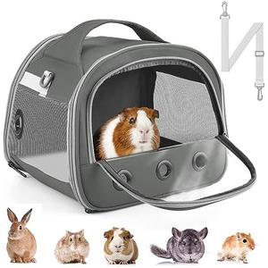 Bissap Guinea Pig Carrier Bag, Portable Small Animal Carrier Pouch for Hamster Chinchilla Rabbit Gerbil Hedgehog Sugar Glider Outgoing Travel Carrying Case - Grey