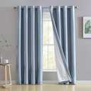 HLC.ME Jefferson Faux Silk Semi Sheer Light Filtering Microfiber Lined Grommet Lightweight Window Curtains Drapery for Bedroom, Dining Room & Living Room, 2 Panels (54 x 84 Inch, Dusty Blue)