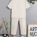 Verdusa Boy's 2 Piece Sets Linen Set Going Out Summer Outfits Button Up Shirt and Shorts Pants Set 7Y