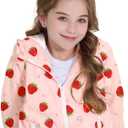Zando Lightweight Girls Rain Jacket - Hooded Windbreaker Water-Resistant Girls' Outerwear Jackets & Coats for Kids  (6-7 Years, Strawberry)