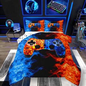 Erosebridal Gaming Comforter Set for Boys, Twin Bedding Set, Gamer Toddler Kids Bed Set, Blue Orange (Multi 25)
