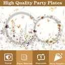 Wildflower Fall Party Tableware Decorations, 96PCS Flower Birthday Party Plates Napkins and Forks Supplies, Autumn Disposable Floral Baby Shower Bridal Shower Wedding Decor 24 Guests