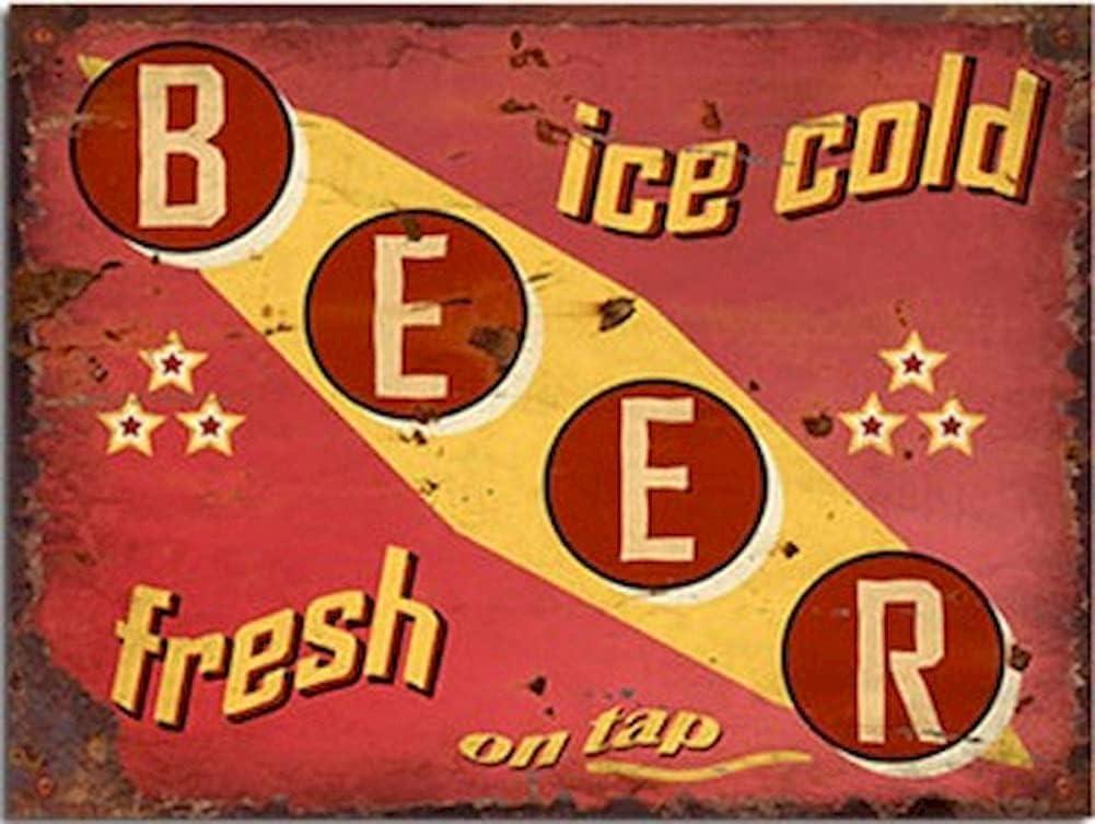 Vintage Metal Tin Sign Ice Cold Frh Beer Wall Art Decor Metal Signs For Home Bathroom Restaurants Kitchen Garden Man Cave Garage Coffee Wall Decor Gift For Women Men 8x12 Inch