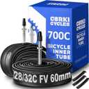 700c Bike Tire Inner Tube Replacement for Road Bicycle 28 Inch Premium Heavy Duty Butyl Rubber Spare 2 Pack with Tire Levers