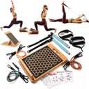 Pilates Kit - 3-in-1 Home Workout Set with Bamboo Slant Board, Pilates Bar & Resistance Bands, 54 Workout Cards + QR Code for Follow-Along Videos - Full Body Training & Mobility