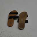 Putu Women's Two Strap Flat Sandals Casual Slide Sandals for Wide Feet (7, Black)