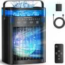 Portable Air Conditioners, Mini Air Conditioner Portable AC Unit with Remote Control, 3 Wind Speed & 3 Mist Level & 2-8H Timer & 7 LED Light Evaporative Air Cooler for Home Office Room, Black
