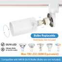 Plug in Track Lighting with Power Cord, 6-Light LED Track Lighting Kit with Track Rail, Modern Kitchen GU10 Track Lighting Fixtures Plug in Ceiling Light with 13FT Plug Cord, White (No Bulbs)