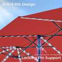 SUPERJARE 15ft Large Patio Umbrella with Base included, Double Sided Outdoor Umbrella with Solar Lights, Pool Umbrella with Fade Resistant Canopy for Deck, Porch, Yard, Balcony, Burgundy