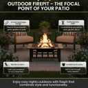 Fire Pit Set, Wood Burning Pit -Includes Screen, Cover and Log Poker- Great for Outdoor and Patio, 37 Marble Tile Rectangular Firepit by Pure Garden