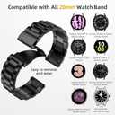Lerobo Compatible with Samsung Galaxy Watch 8 7 6 5 4 Band 44mm 40mm/Galaxy Watch 6 4 Classic Band 43mm 47mm 46mm 42mm/Active 2 40mm 44mm, 20mm Stainless Steel Metal Replacement Men Women