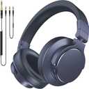 Over Ear Bluetooth Headphones, Studio Monitor & Mixing DJ Headphones Wireless with 50mm Drivers and 1/4 to 3.5mm Wired Audio Jack for Guitar Recording Podcast AMP Piano, 100H Playtime, Dark Blue
