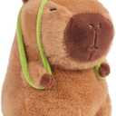EASYLR 12inch Cute Capybara Plush with Turtle Backpack, Soft Capybara Plushie Toy Doll Pillow Birthday for Kids (with Bag)