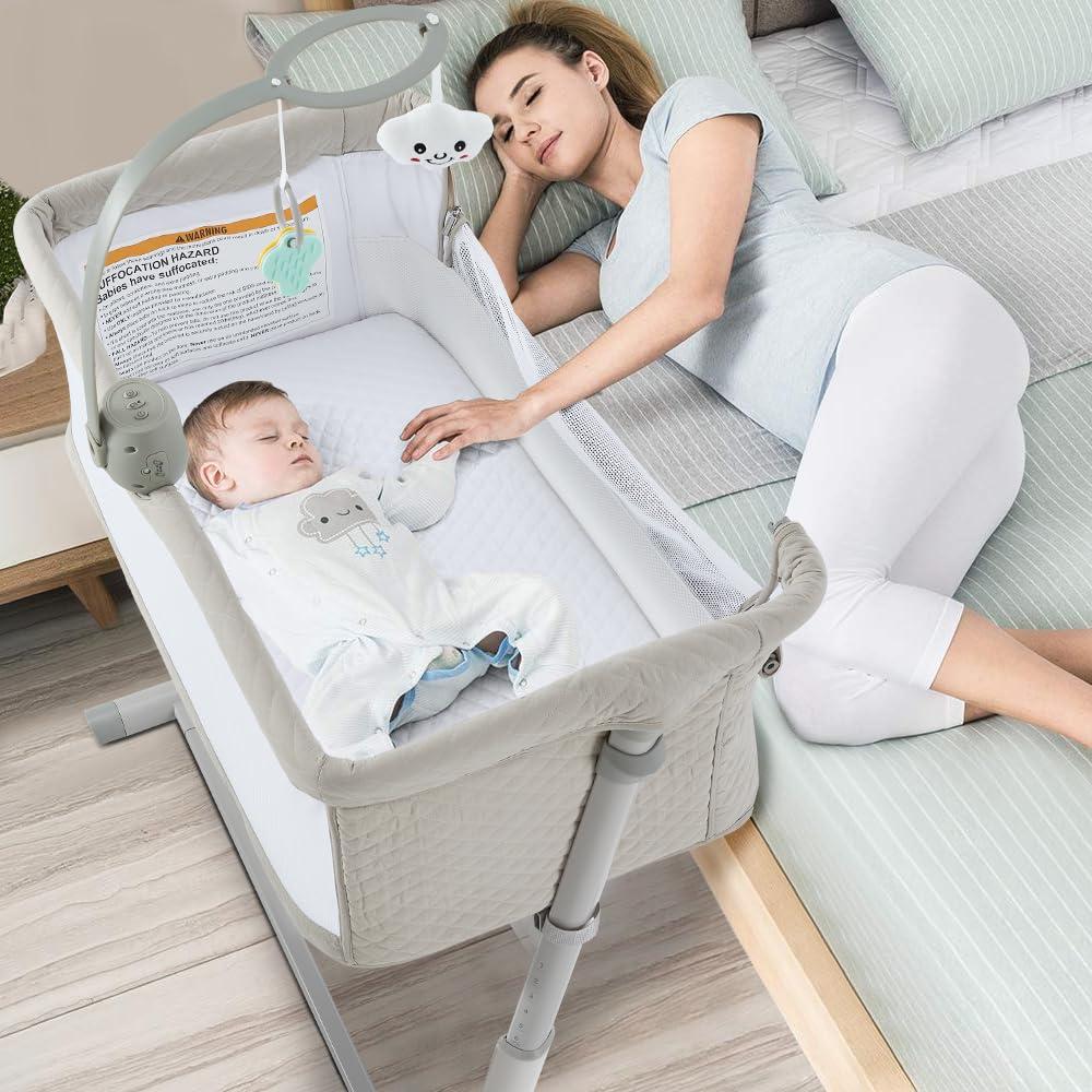 RONBEI Baby Bassinet, Bedside Sleeper Cribs,Baby Bed to Bed, Adjustable, Portable for Newborn, Infant/Baby Boy/Baby Girl