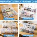 Trading Card Storage Box with 9 Individual Card Cases, Large Capacity Card Game Organizer for Top Loaders, MTG, Pokemon, Board Game & Playing Cards, Clear Plastic Card Storage Case with Insert Boxes