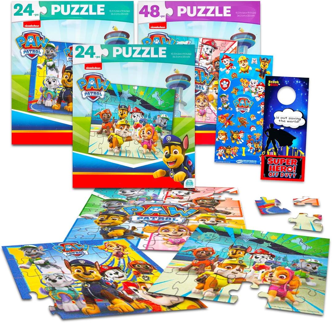 Paw Patrol Movie Premier Jigsaw Puzzle Set - 3 Pack Bundle with Two 24 Pc Puzzles, a 48 Pc Puzzle, Stickers and More for Kids and Adults