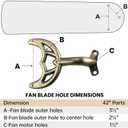 Ceiling Fan Blades Arm, for 42-Inch Fan Blade, Compatible with 7740200 -Antique Brass, -5 Pcs