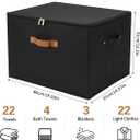Tuza 3 Pack Foldable Storage Bin with Lid, Heavy-Duty Fabric Storage Box with Reinforced Handles, Collapsible Closet Organizer for Clothes, Bedding, Wardrobe & Bedroom Organization(Black, 56L)