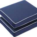 Patio Chair Cushion Set of 2, Square Corner Outdoor Seat Cushions 18 x 16 for Patio Furniture, Water Resistant Outdoor Garden Cushion, Navy Blue (18 x 16inch)