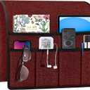 Joywell Remote Control Holder for Recliner Sofa Armrest Organizer Non Slip Armchair Caddy with 6 Pocket Storage for Magazine, Tablet, Phone, iPad, Burgundy (19'' x 35'')