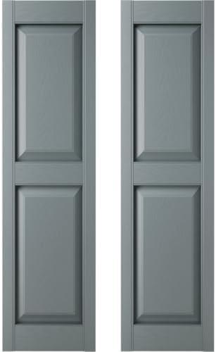 12 in. W x 71 in. H Builders Edge, Standard Two Equal Panels, Raised Panel Shutters, Includes Matching Installation Spikes (Per Pair), 419 - Storm Cloud