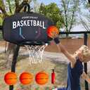 Basketball Hoop for Trampoline, Fits Straight and Curved Pole Trampoline Basketball Hoop Attachment with Balls and Pump, Universal Accessories of All Ages, Height and Angle Adjustable