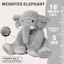 JellyMallow Elephant Weighted Stuffed Animals 5 lbs 16 inches Gray, Large Weighted Elephant Plushie Cuddly Pillow Gift for Kids & Adults