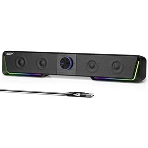 Jeecoo A40 Bluetooth Computer Speakers with Clear Sound, USB Plug & Play PC Speakers with LED Light, Computer Sound Bar with Switch Button for Desktop Laptop Monitor (USB-C Adapter Included)
