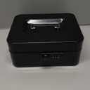 KYODOLED Cash Box with Combination Lock Safe Metal Money Box with Money Tray for Security Lock Box 7.87"x 6.30"x 3.35" Black (Medium)