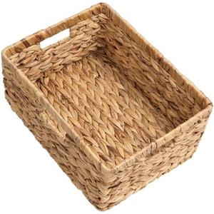 StorageWorks Large Rectangular Wicker Basket, Water Hyacinth Storage Basket with Built-in Handles, 1 Pack (12×6×11.5in)