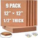 SUNGIFT Cork Board 12"x12" - 1/2" Thick Square Bulletin Boards 9 Pack Cork Tiles with 100 PCS Push Pins Mini Wall Self-Adhesive Corkboards Tiles for Wall